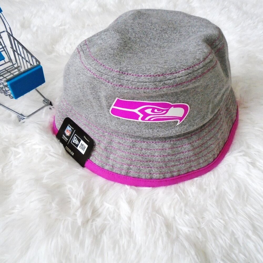 Seattle Seahawks Bucket Hat Toddler New Era Grey Pink Girls